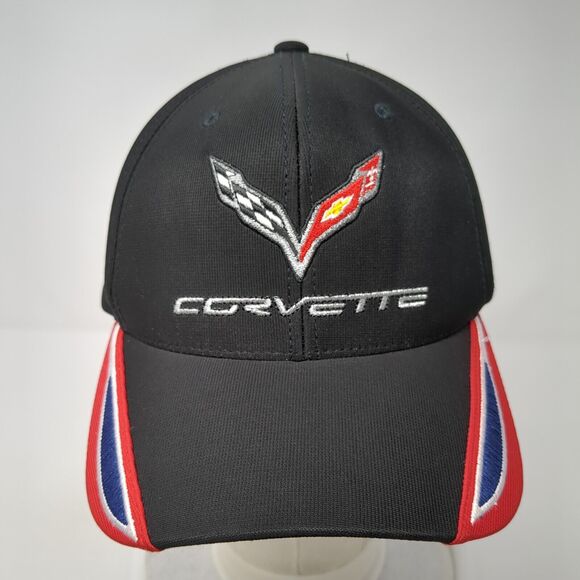 Corvette Fitted Hat Black One Size Lightweight Embroidered 6 Panel GM Official - Picture 2 of 9